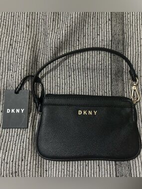 DKNY Black  Wristlet with Gold Hardware